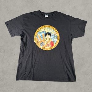 Vintage One Piece Shirt Men XL Black Y2K Luffy Solo Hit Anime Rare 2000s Tv Show